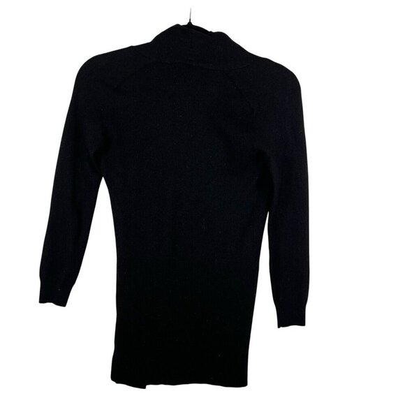 Theory V Neck Knit Sweater Merino Wool Long Sleeve Wool Fitted Petite Black Zip - Picture 4 of 10